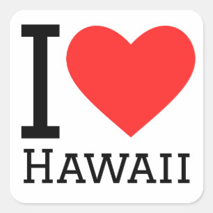 Sticker Carré J'aime Hawaii