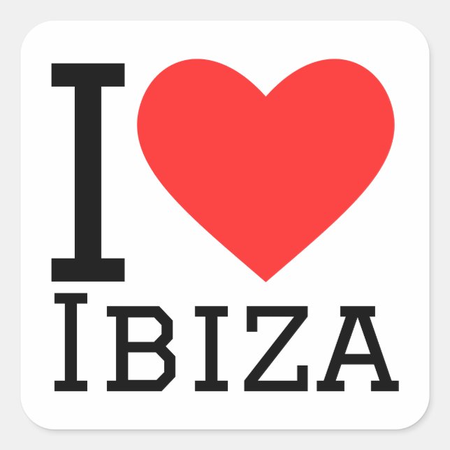 Sticker Carré J'aime ibiza (Devant)