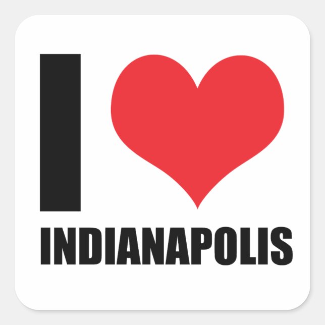 Sticker Carré J'aime Indianapolis (Devant)