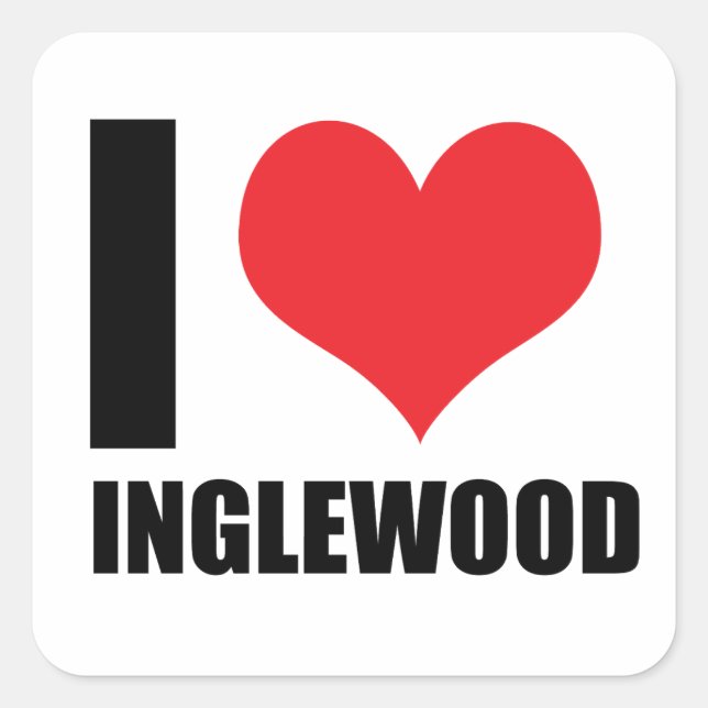 Sticker Carré J'aime Inglewood (Devant)