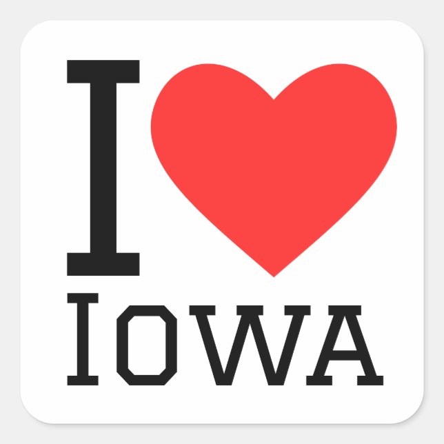 Sticker Carré J'aime Iowa (Devant)