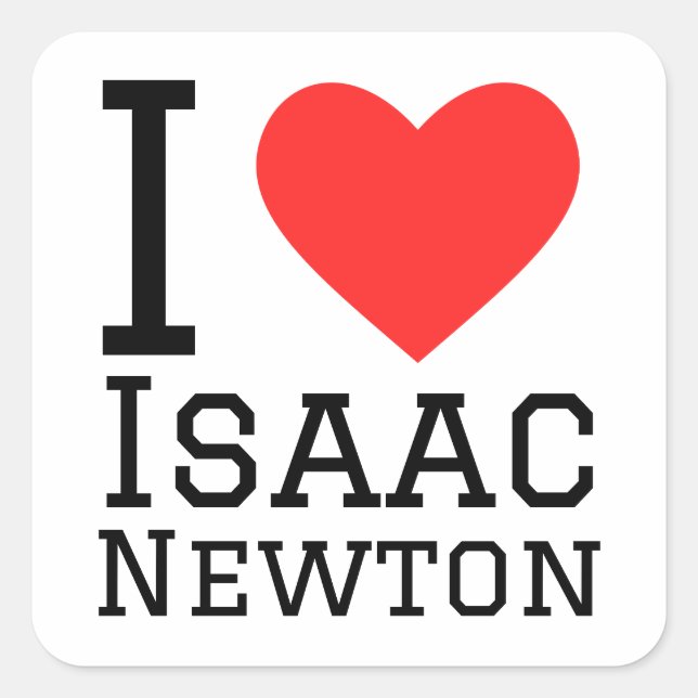 Sticker Carré J'aime Isaac Newton (Devant)