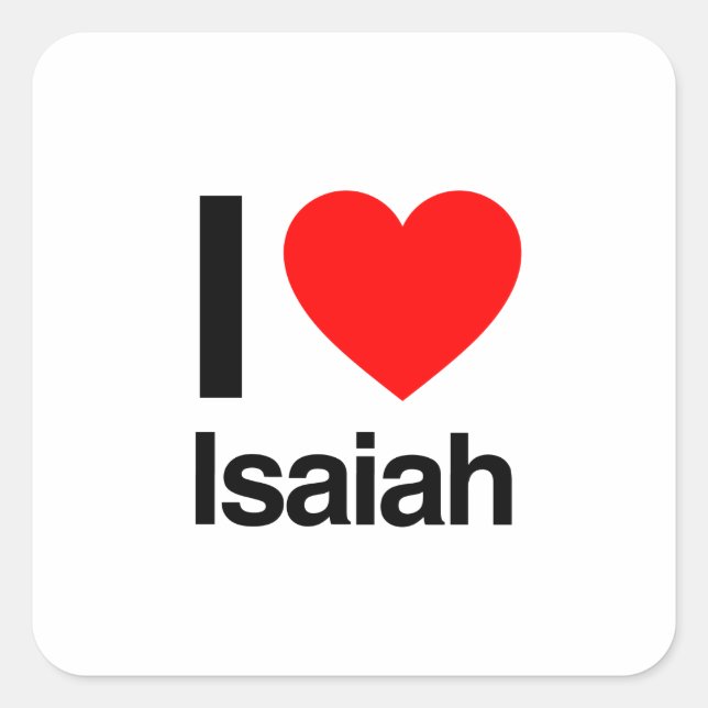Sticker Carré j'aime isaiah (Devant)