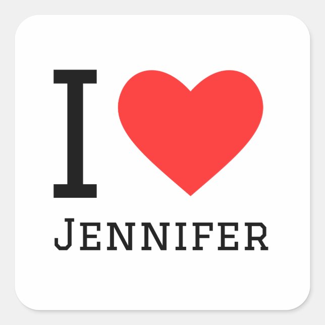 Sticker Carré J'aime jennifer (Devant)