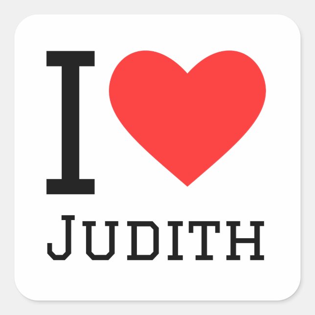 Sticker Carré J'aime Judith (Devant)