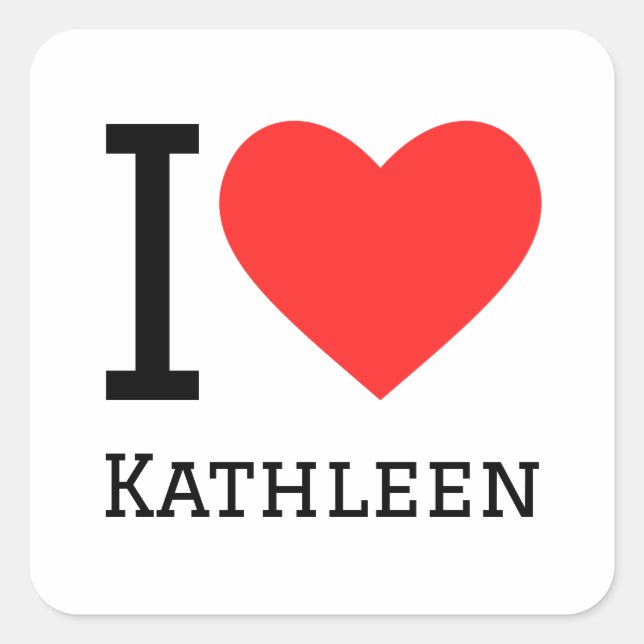Sticker Carré J'aime Kathleen (Devant)