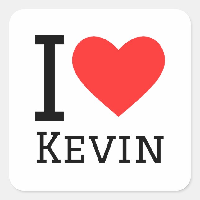 Sticker Carré J'aime kevin (Devant)