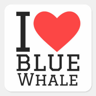 Sticker Carré J'aime la baleine bleue