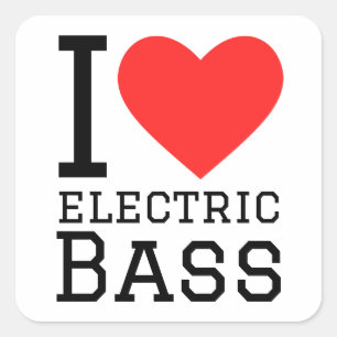 Sticker Carré J'aime la basse électro