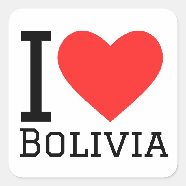 Sticker Carré J'aime la Bolivie (Devant)