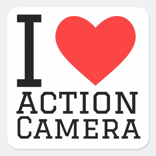 Sticker Carré J'aime la caméra d'action (Devant)