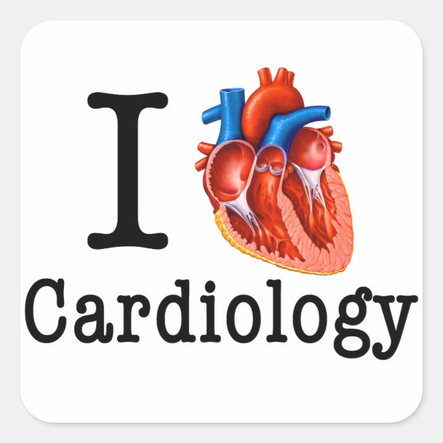 Sticker Carré J'aime la cardiologie (Devant)