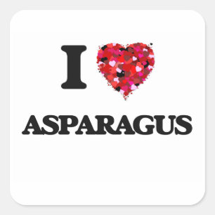 Sticker Carré J'aime la conception de nourriture d'asperge