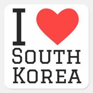 Sticker Carré J'aime la Corée du Sud