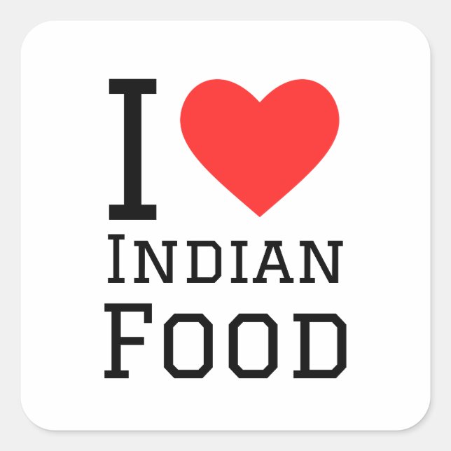 Sticker Carré J'aime la cuisine indienne (Devant)