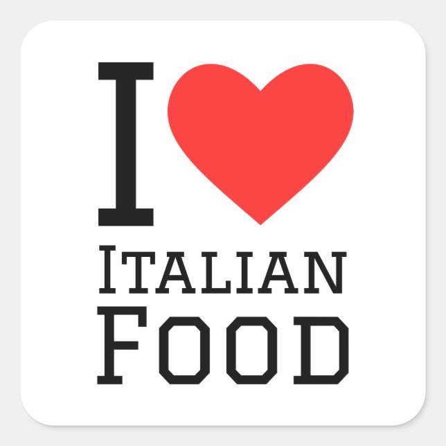 Sticker Carré J'aime la cuisine italienne (Devant)