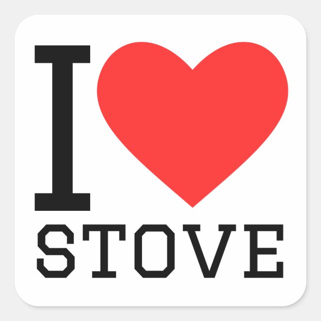 Sticker Carré J'aime la cuisinière (Devant)