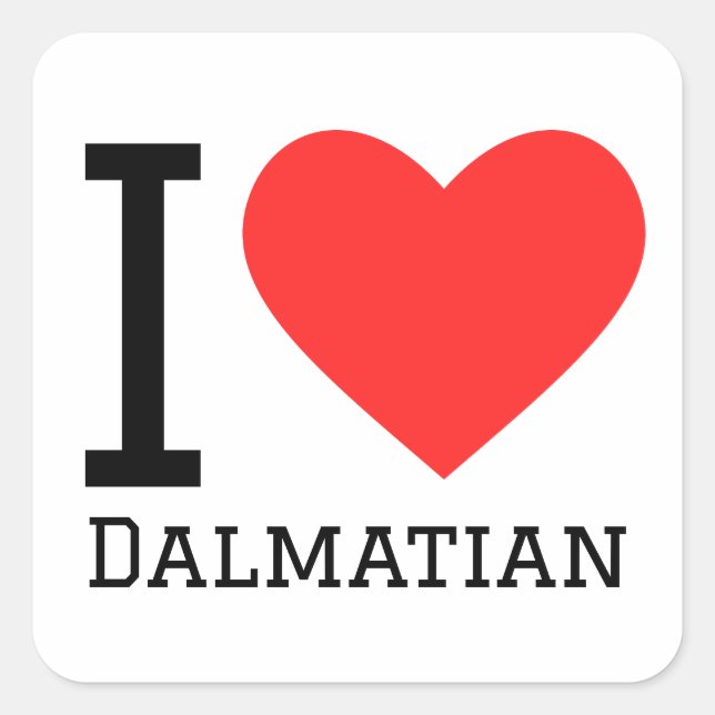 Sticker Carré J'aime la dalmate (Devant)