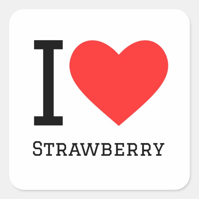 Sticker Carré J'aime la fraise (Devant)