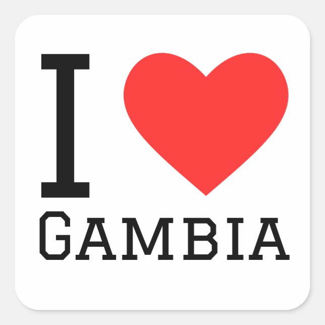 Sticker Carré J'aime la Gambie (Devant)
