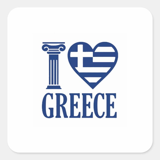Sticker Carré J'aime la Grèce (Devant)