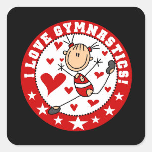 Sticker Carré J'aime la gymnastique