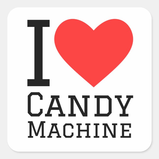 Sticker Carré J'aime la machine à bonbons (Devant)