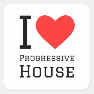 Sticker Carré J'aime la maison progressive