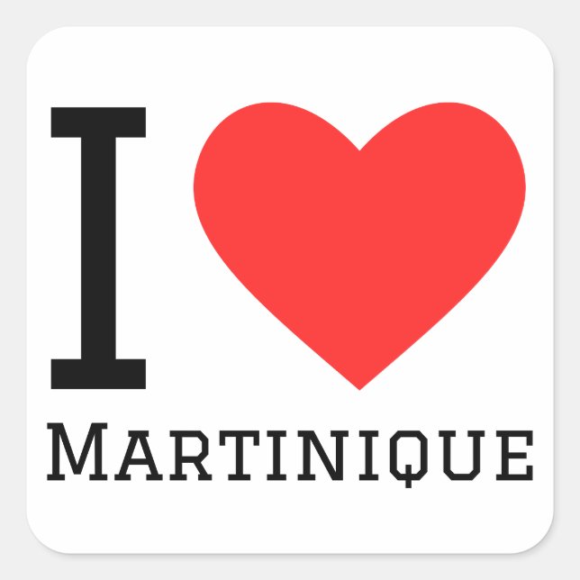 Sticker Carré J'aime la Martinique (Devant)
