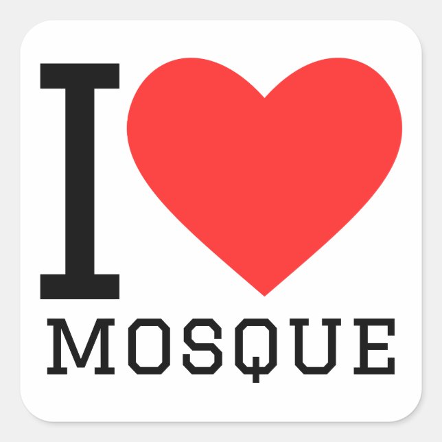 Sticker Carré J'aime la mosquée (Devant)
