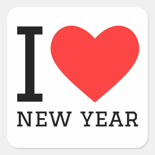 Sticker Carré J'aime la nouvelle année (Devant)