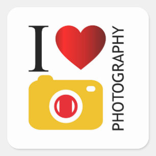 Sticker Carré J'aime la photographie