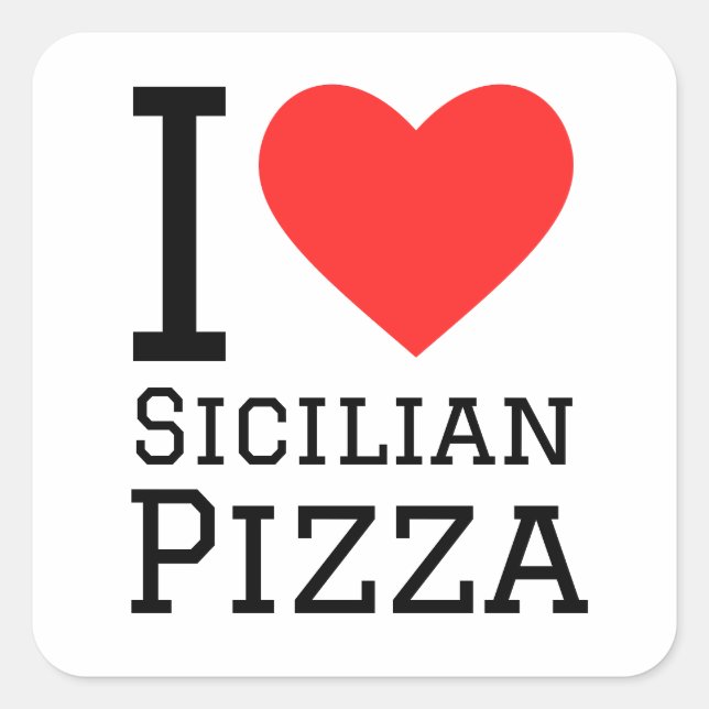 Sticker Carré J'aime la pizza sicilienne (Devant)
