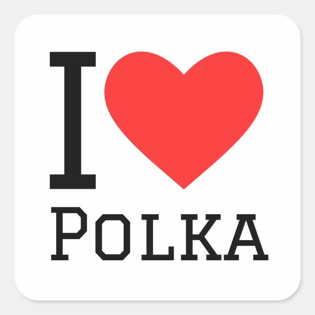 Sticker Carré J'aime la polka (Devant)