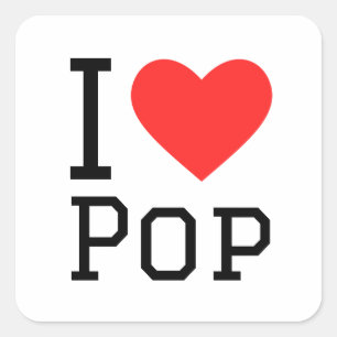 Sticker Carré J'aime la pop