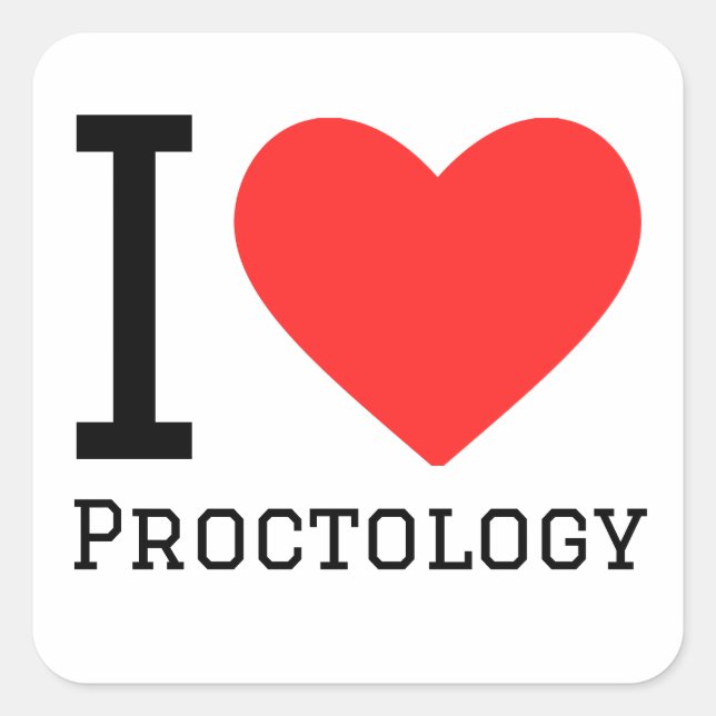 Sticker Carré J'aime la proctologie (Devant)