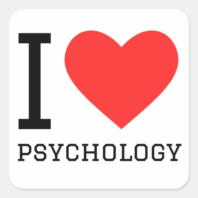 Sticker Carré J'aime la psychologie (Devant)