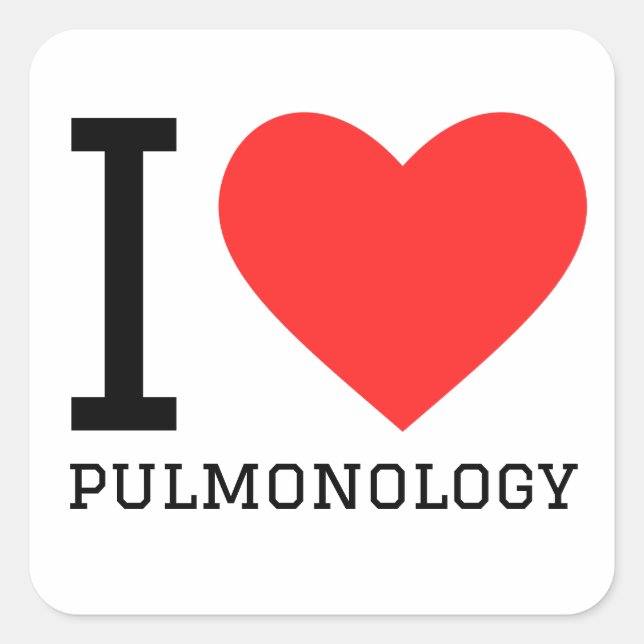 Sticker Carré J'aime la pulmonologie (Devant)
