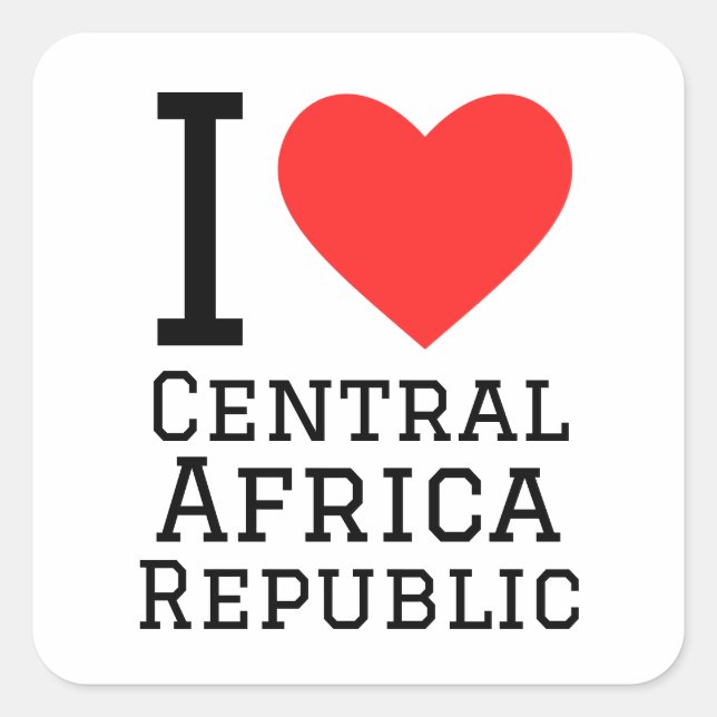 Sticker Carré J'aime la république d'Afrique centrale (Devant)