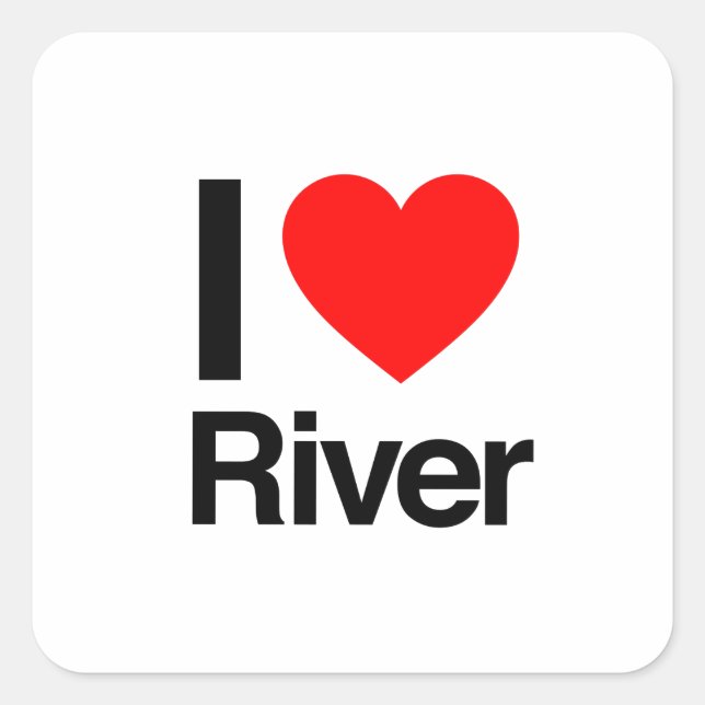 Sticker Carré j'aime la rivière (Devant)