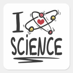 Sticker Carré J'aime la science