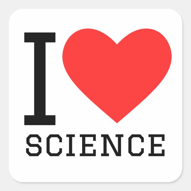 Sticker Carré J'aime la science (Devant)