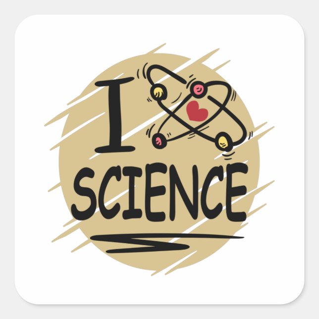 Sticker Carré J'aime la science (Devant)