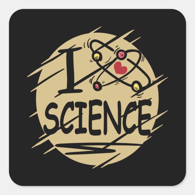 Sticker Carré J'aime la science (Devant)