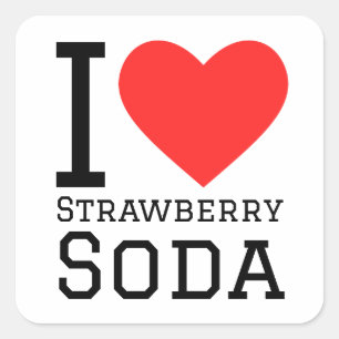 Sticker Carré J'aime la soda aux fraises