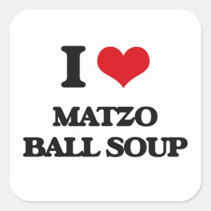 Sticker Carré J'aime la soupe de boule Matzo