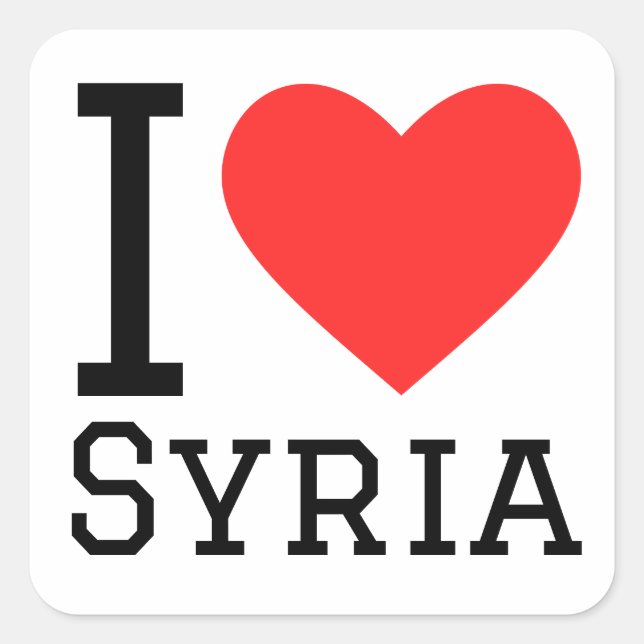 Sticker Carré J'aime la Syrie (Devant)