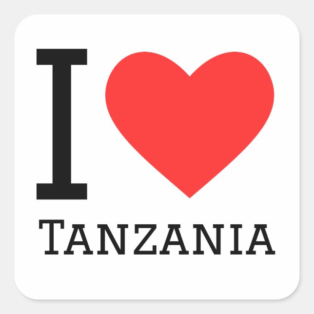 Sticker Carré J'aime la tanzanie (Devant)