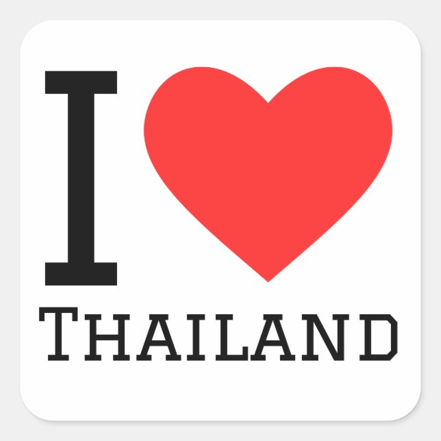Sticker Carré J'aime la Thaïlande (Devant)