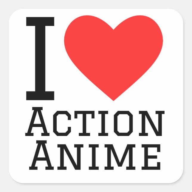 Sticker Carré J'aime l'action anime (Devant)